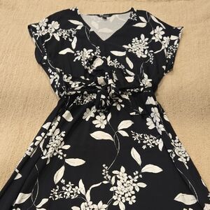 Nicole Miller Black and White Floral Midi Dress